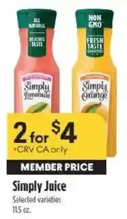 Raley's Simply Juice offer