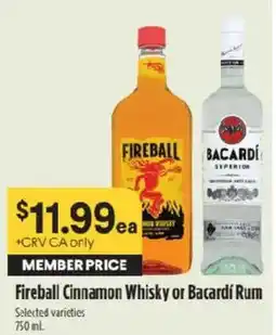 Raley's Fireball Cinnamon Whisky or Bacardi Rum offer