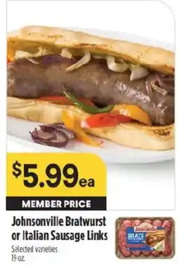 Raley's Johnsonville Bratwurst or Italian Sausage Links offer