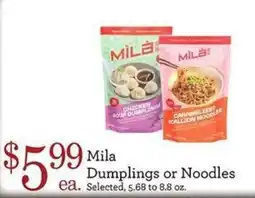 Yoke's Fresh Market Mila Dumplings or Noodles offer