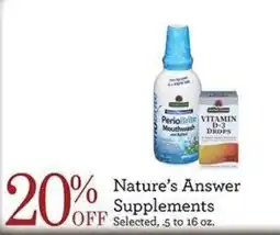 Yoke's Fresh Market Nature's Answer Supplements offer