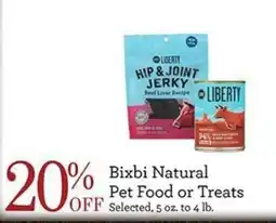 Yoke's Fresh Market Bixbi Natural Pet Food or Treats offer