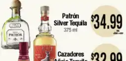 Big Saver Foods Patrón Silver Tequila 375 ml, Cazadores Añejo Tequila offer
