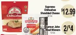 Big Saver Foods Supremo Chihuahua Shredded Cheese, Farmer John Meat Wieners offer