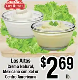 Big Saver Foods Los Altos Crema Natural, Mexicana con Sal or Centro Americana offer