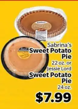 Living Fresh Market Sabrina's Sweet Potato Pie 22 oz. or Jessie Lord Sweet Potato Pie 24 oz offer