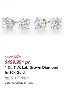 JC Penney 1 Ct. T.W. Lab-Grown Diamond In 10K Gold offer