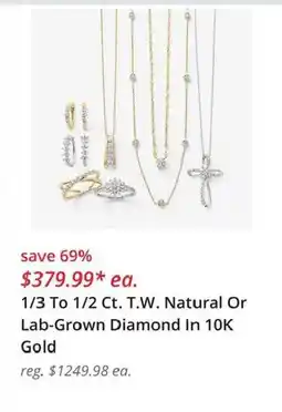 JC Penney 1/3 To 1/2 Ct. T.W. Natural Or Lab-Grown Diamond In 10K Gold offer