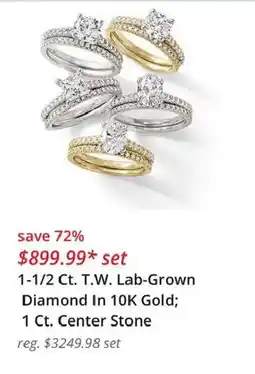 JC Penney 1-1/2 Ct. T.W. Lab-Grown Diamond In 10K Gold; 1 Ct. Center Stone offer