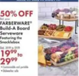 Boscov's Farberware build-a board serveware featuring the snacklebox offer