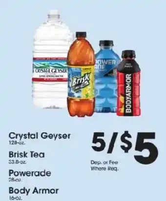 Price Rite Crystal Geyser, Brisk Tea, Powerade, Body Armor offer