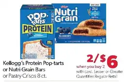 Family Fresh Market Kellogg's Protein Pop-tarts or Nutri Grain Bars or Pastry Crisps offer