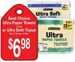 Super Saver Best Choice ultra paper towels or ultra bath tissue offer