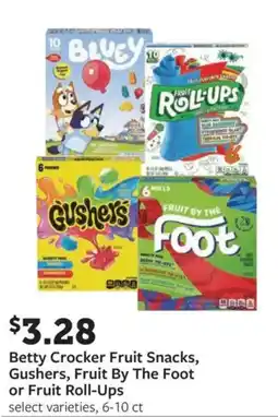 Fareway Betty Crocker Fruit Snacks, Gushers, Fruit By The Foot or Fruit Roll-Ups offer