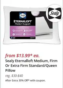 JC Penney Sealy Eternalloft Medium, Firm Or Extra Firm Standard/Queen Pillow offer