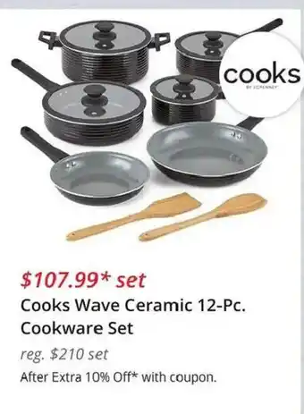 JC Penney Cooks Wave Ceramic 12-Pc. Cookware Set offer