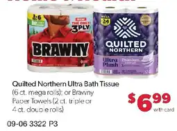 Family Fresh Market Quilted Northern Ultra Bath Tissue or Brawny Paper Towels offer
