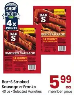 Safeway Bar-S Smoked Sausage or Franks offer