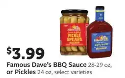 Fareway Famous Dave's BBQ Sauce or Pickles offer