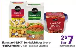 Safeway Signature Select Sandwich Bags offer