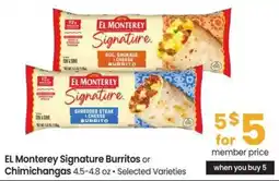 Safeway El Monterey Signature Burritos or Chimichangas offer