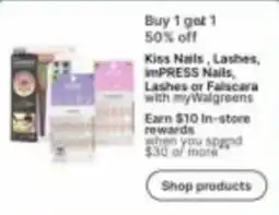 Walgreens Kiss Nails, Lashes, imPRESS Nails, Lashes or Falacara offer