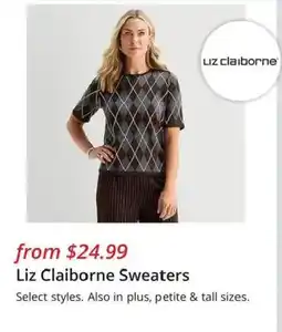 JC Penney Liz Claiborne Sweaters offer