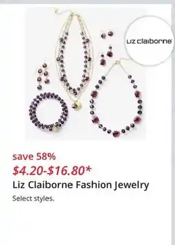 JC Penney Liz Claiborne Fashion Jewelry offer