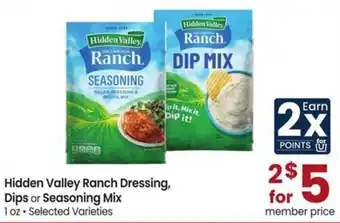 Hidden Valley Ranch Dressing, Dips or Seasoning Mix
