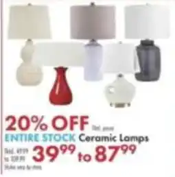 Boscov's Ceramic Lamps offer