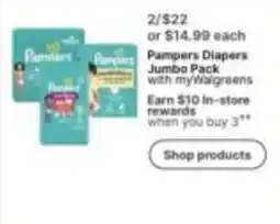 Walgreens Pampers Diapers Jumbo Pack offer