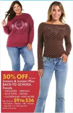 Boscov's Juniors & Juniors Plus Back-To-School Trends offer