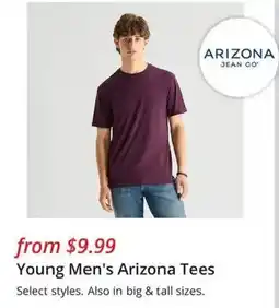 JC Penney Young Men's Arizona Tees offer