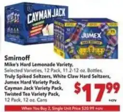 Vallarta Supermarkets Smirnoff mike's hard lemonade variety offer