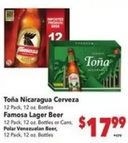 Vallarta Supermarkets ToΓ±a Nicaragua Cerveza offer