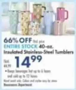 Boscov's Entire stock insulated stainless-steel tumblers offer