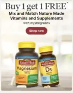 Walgreens Nature Made Magnesium and D3 offer
