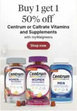 Walgreens Centrum vitamins and supplements offer