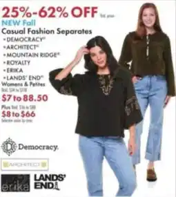 Boscov's Democracy casual fashion separates offer