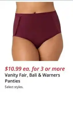 JC Penney Vanity Fair, Bali & Warners Panties offer