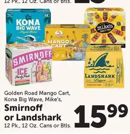 Food City Golden Road Mango Cart, Kona Big Wave, Mike's, Smirnoff or Landshark offer