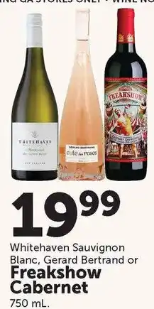 Food City Whitehaven Sauvignon Blanc, Gerard Bertrand or Freakshow Cabernet offer