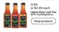 Walgreens Lipton Pure Leaf Tea offer