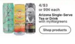 Walgreens Arizona Single-Serve Tea or Drink offer