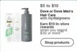 Walgreens Dove or Dove Men's Hair Care offer