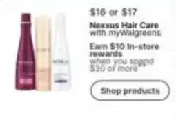 Walgreens Nexxus Hair Care with myWalgreens offer