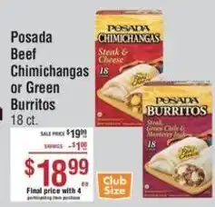 Posada beef chimichangas or green burritos