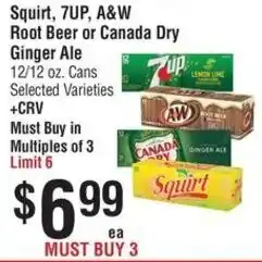 Smart & Final Squirt 7UP A&W Root Beer or Canada Dry Ginger Ale offer
