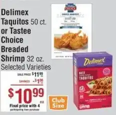 Smart & Final Delimex taquitos or tastee choice breaded shrimp offer