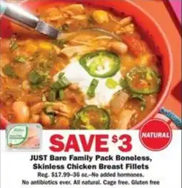 Schnucks Just Bare Family Pack Boneless, Skinless Chicken Breast Fillets offer